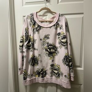 Free People Women’s “Go On Get Floral” Sweat Shirt Sz Med. Cottagecore